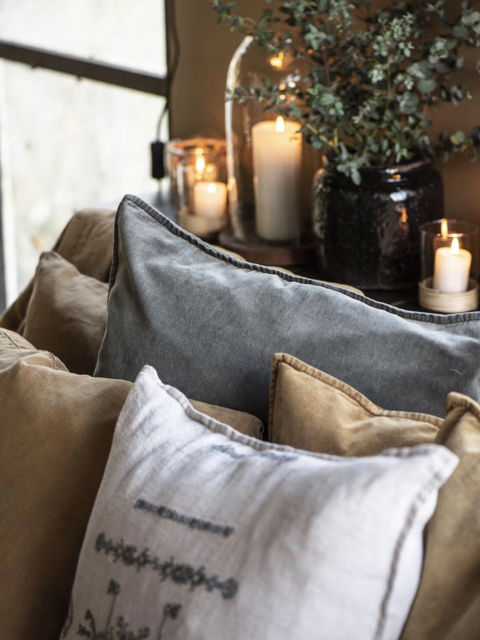 Dekokissen Velours Thunder grey 52x52cm