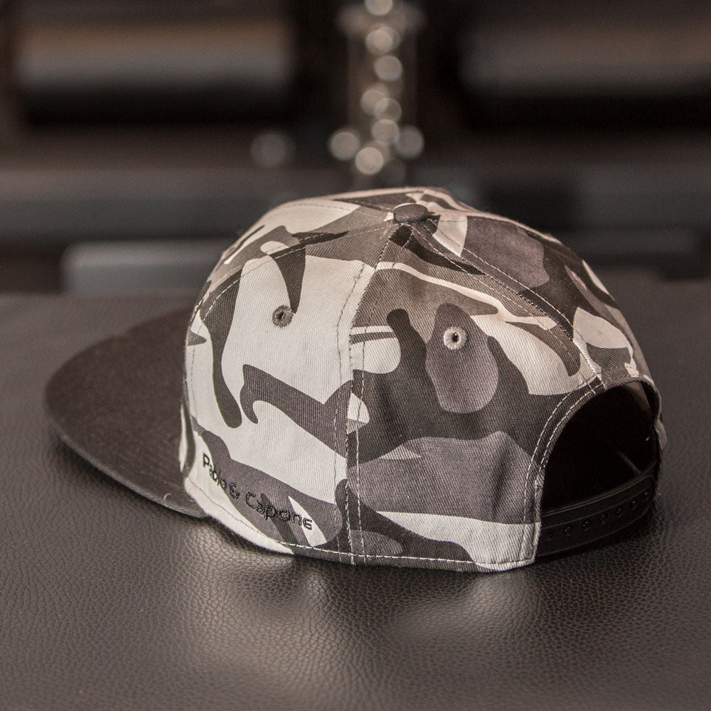Snapback Cap - White Camo & Black