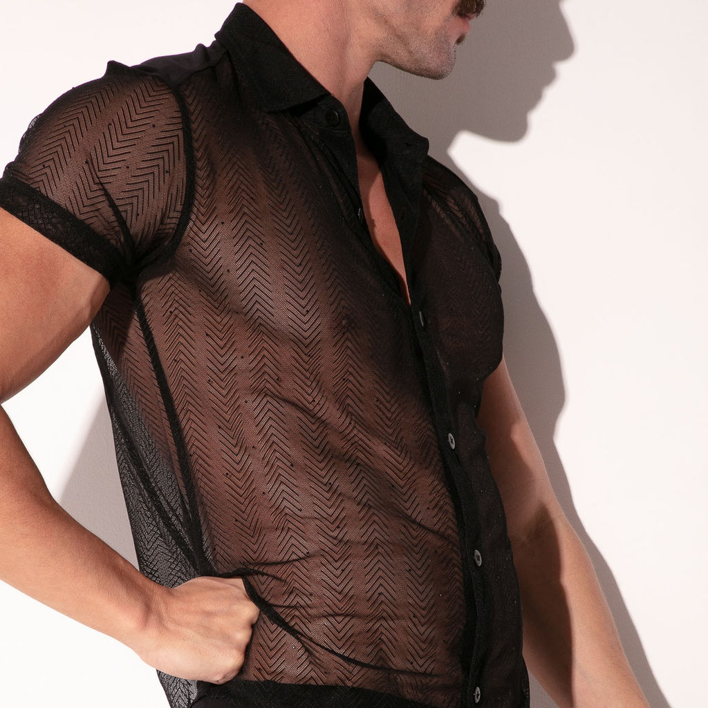 CODE 22 9824 ROCK Shirt, transparentes Nadelstreifen Hemd