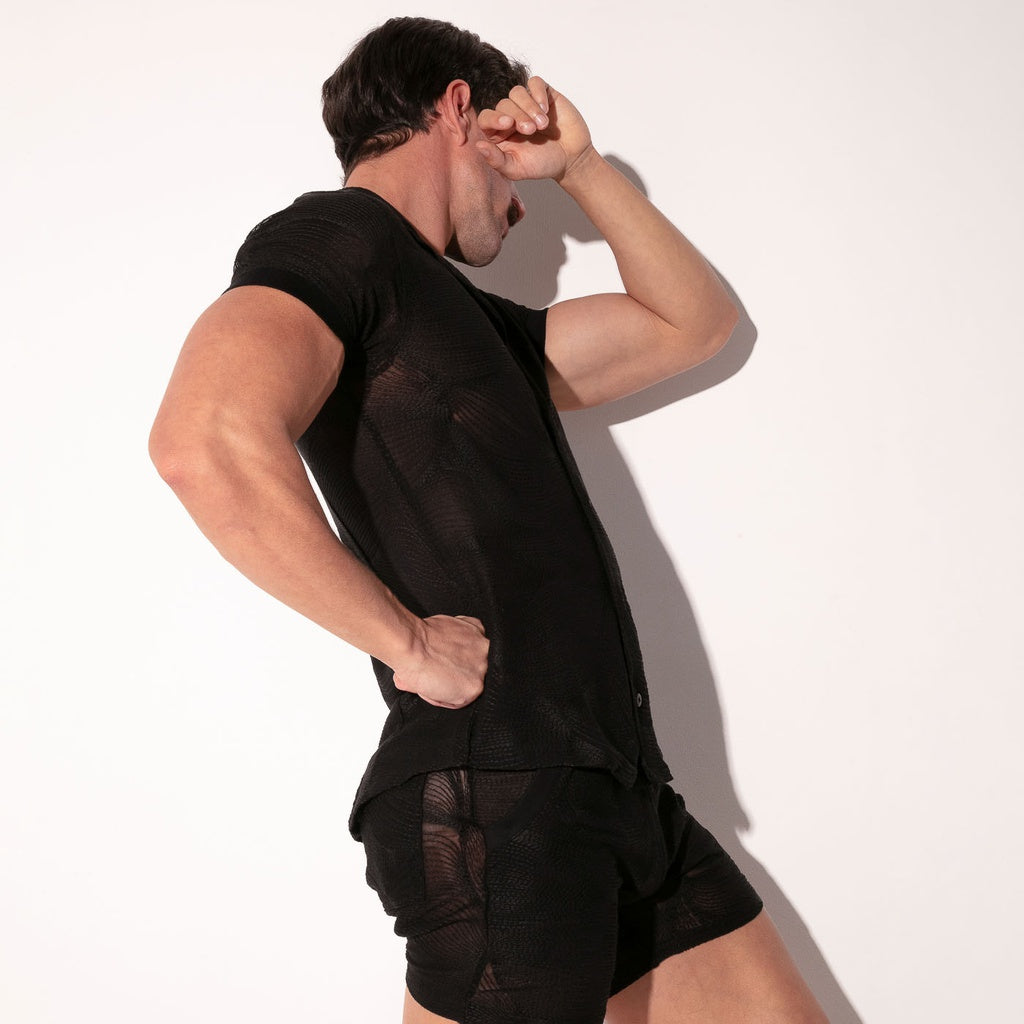 CODE 22 durchsichtiges, besticktes HEMD, 9829