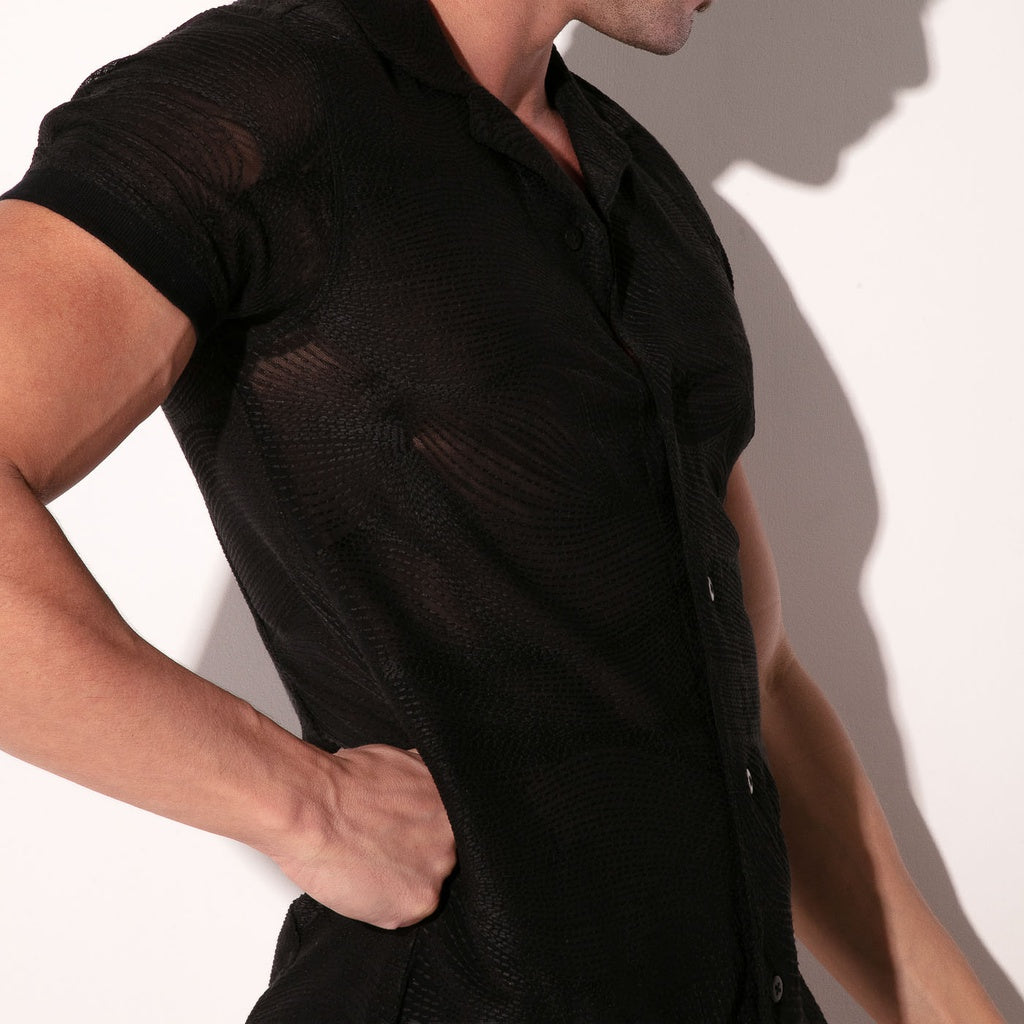 CODE 22 durchsichtiges, besticktes HEMD, 9829