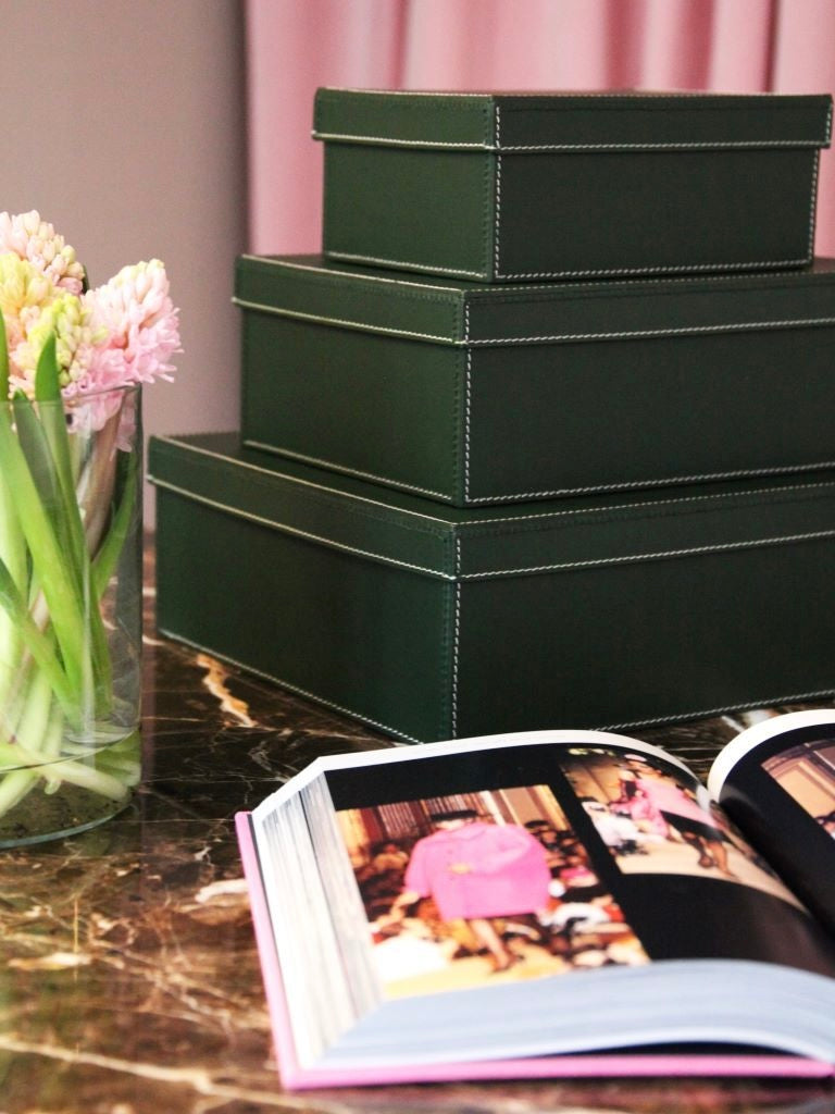 Aufbewahrungsbox mit Deckel Leder schwarz, in 3 Größen