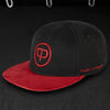 Snapback Cap - Black & Red-Suede