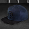 Snapback Cap - Navy Blue & Black Leather