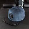 Snapback Cap - Navy Blue & Black Leather