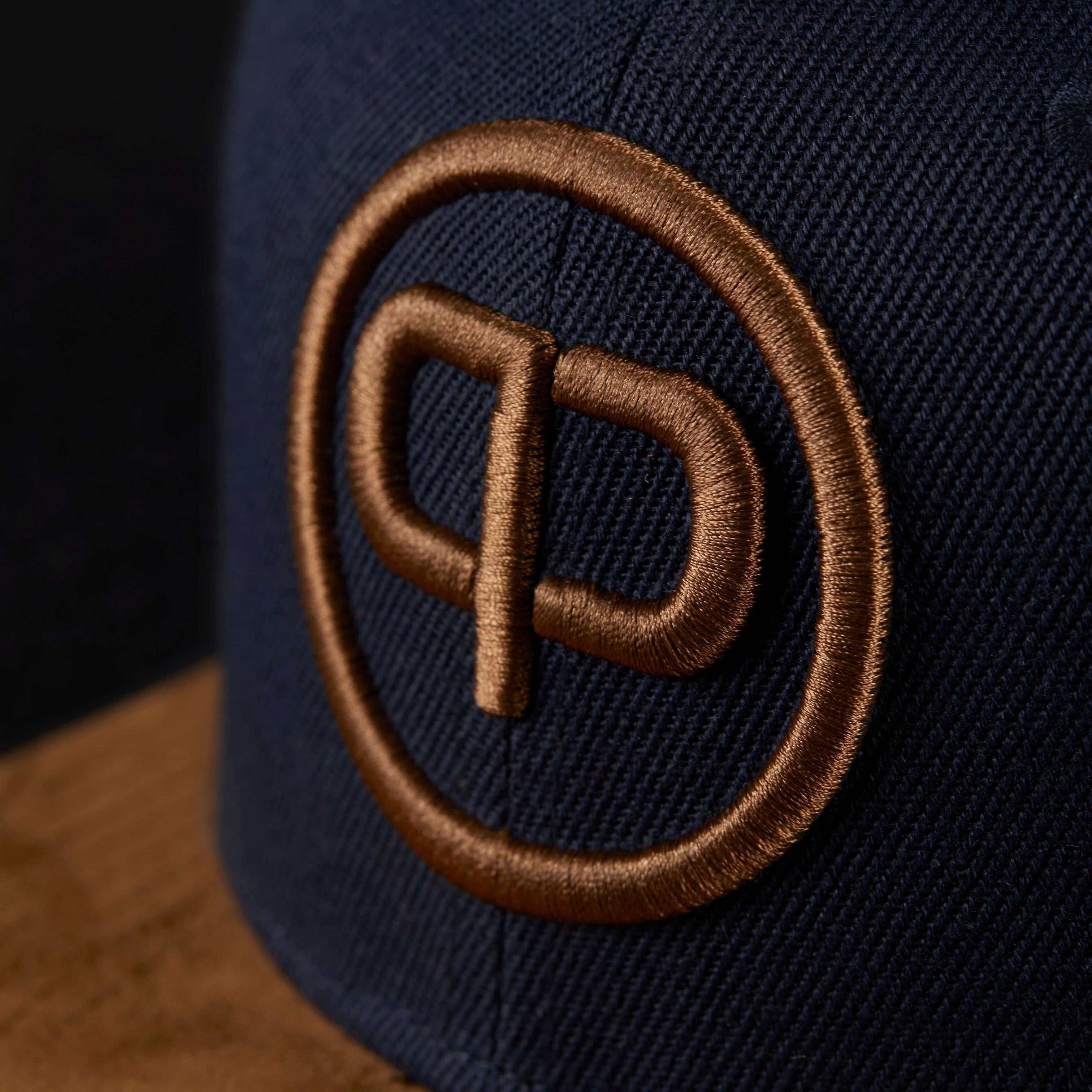 Snapback Cap - Navy Blue & Suede