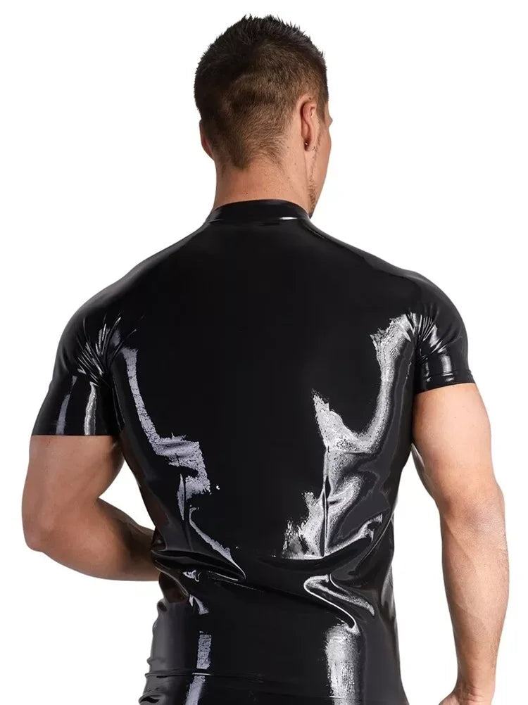 Herren Latex T-Shirt Kurzarm – Körpernahes Oberteil