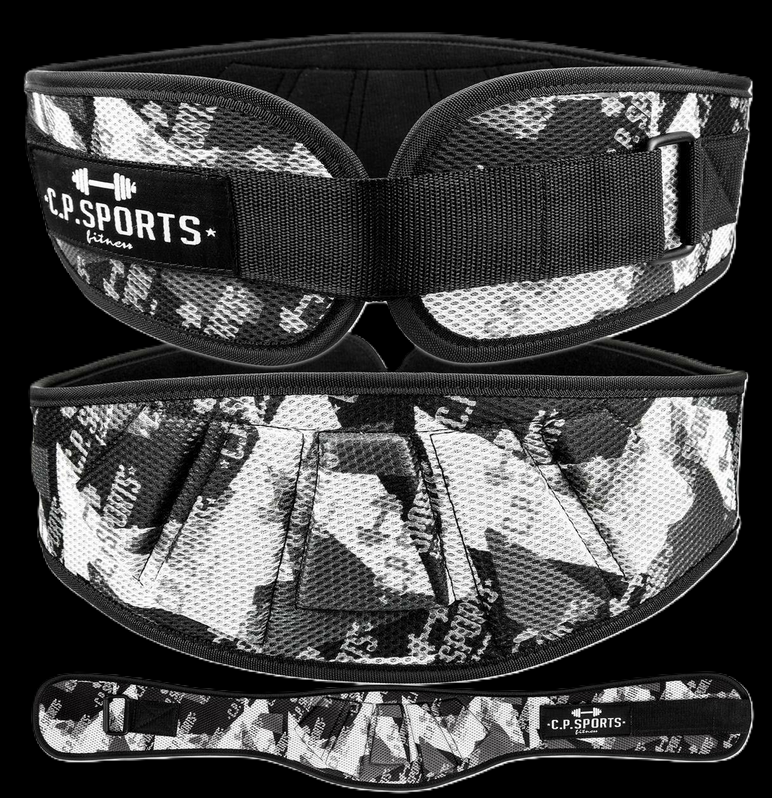 Gewichtshebegürtel / Profi-Ultraleichtgürtel - Camouflage Weiß - T7-3 -C.P. Sports