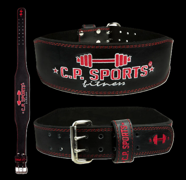 Gewichthebergürtel - Leder - Schwarz Rot C.P. Sports - T901