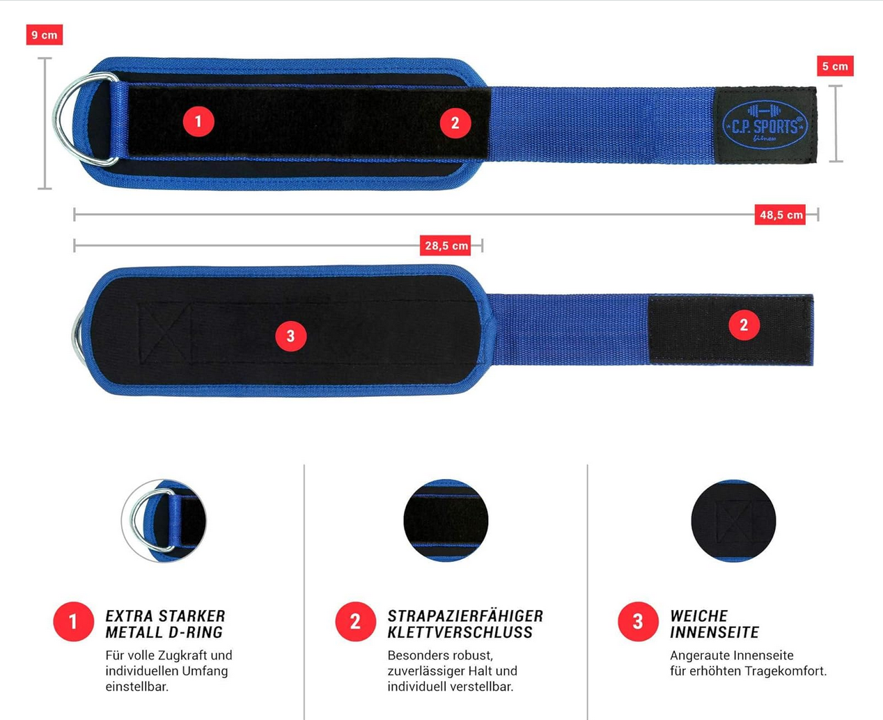 Premium Fußschlaufen- Blau / Pink - C.P. Sports - G4-3