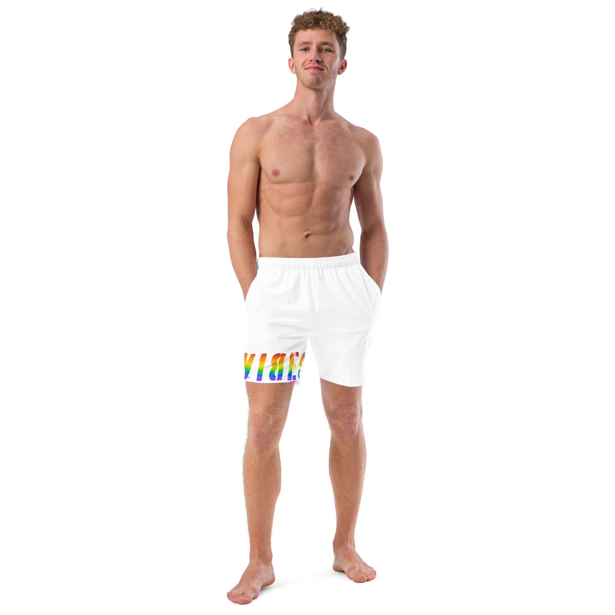 TOV Badeshorts VIBES II LGBTQ (Weiß)