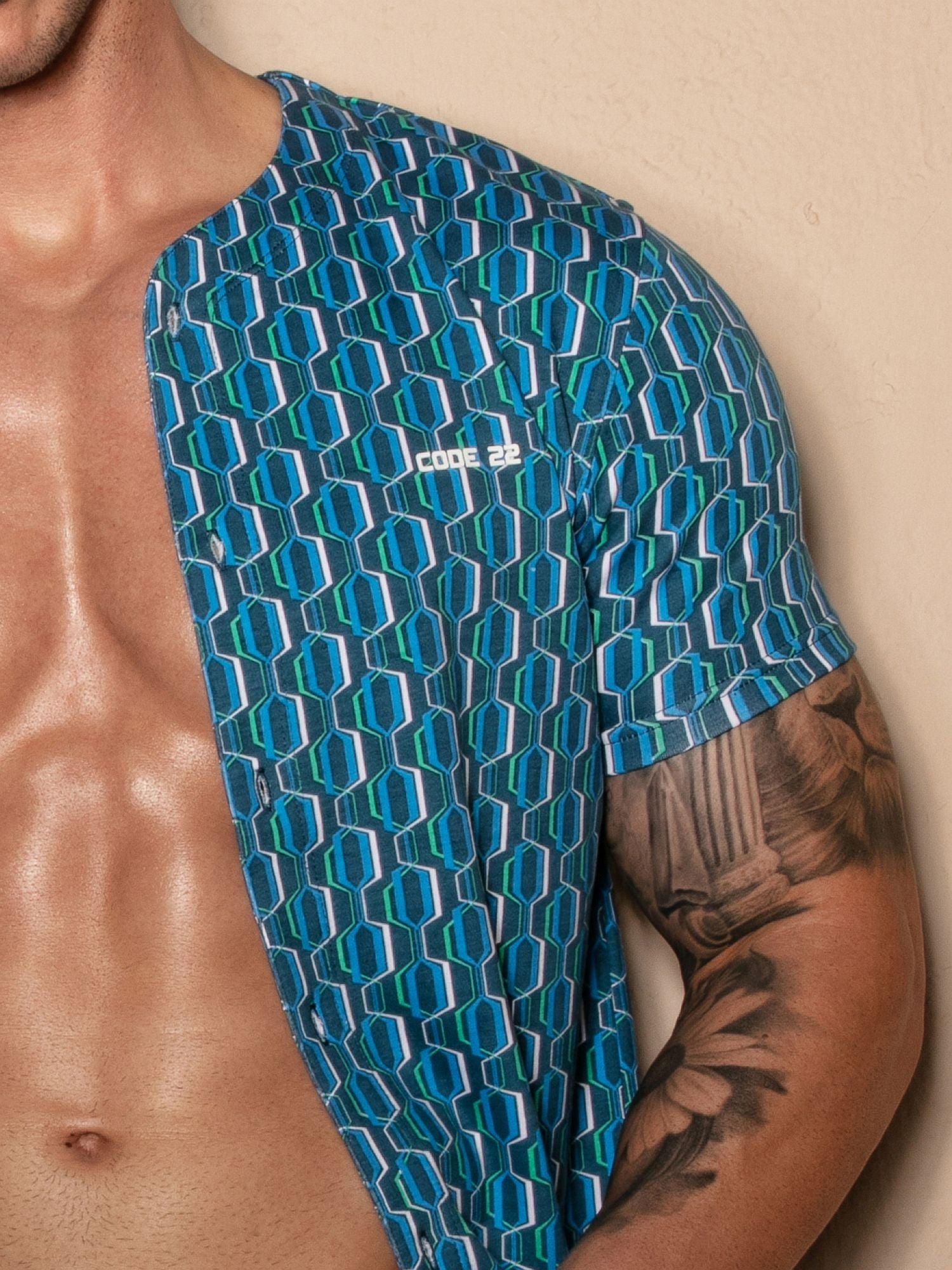 CODE 22 Baseball Shirt 9726, Freizeithemd bedruckt - noodosz - Code 22 - Kleidung & Accessoires:Herren:Herrenmode:Shirts & Hemden:Freizeithemden & Shirts