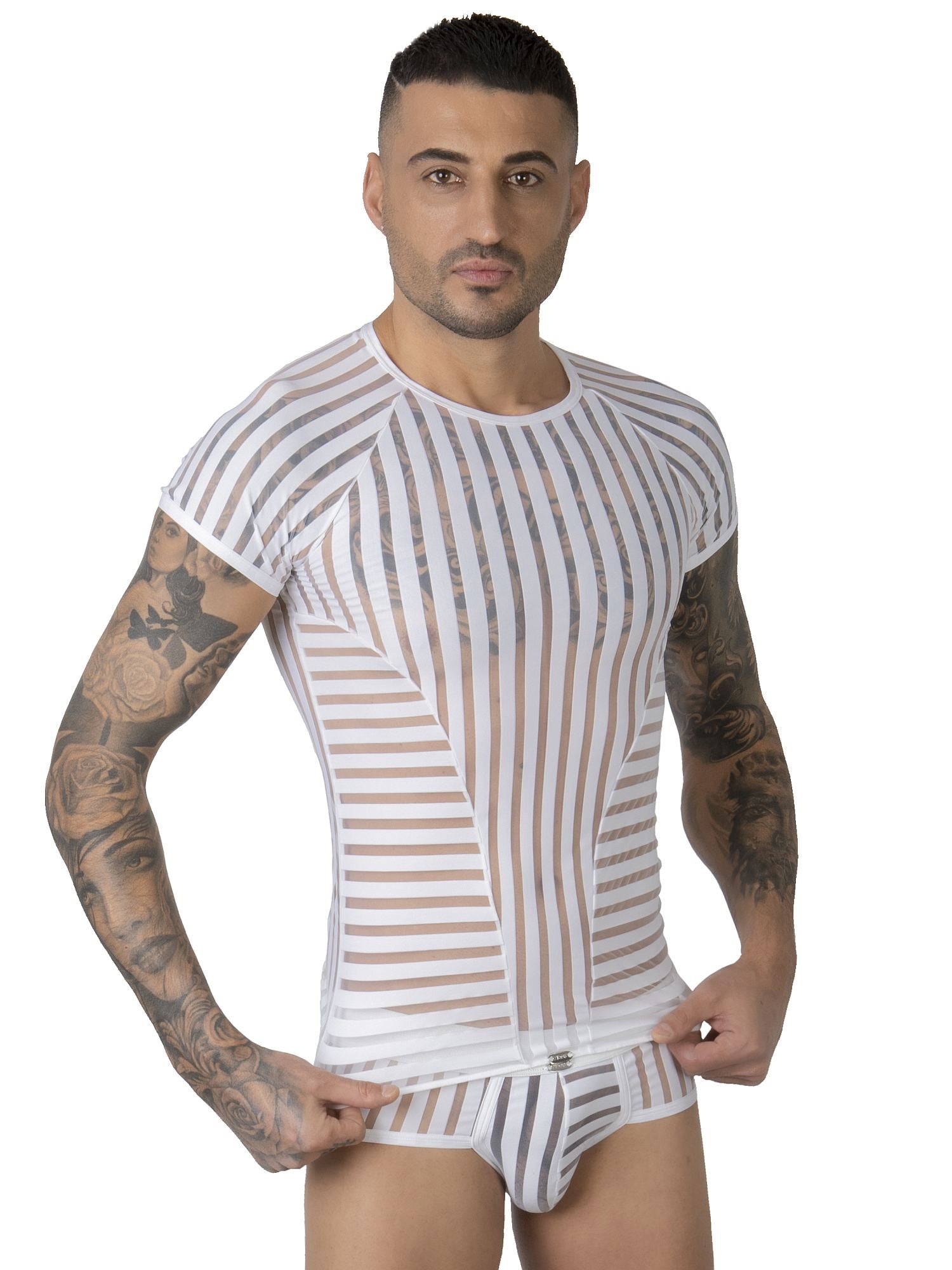 EROS VENEZIANI 7446 - Nadelstreifen T-Shirt - noodosz EROS VENEZIANI 7446 - Nadelstreifen T-Shirt Eros Veneziani Kleidung & Accessoires:Spezielle Anlässe:Erotik:Herrenunterwäsche nudosz.myshopify.com