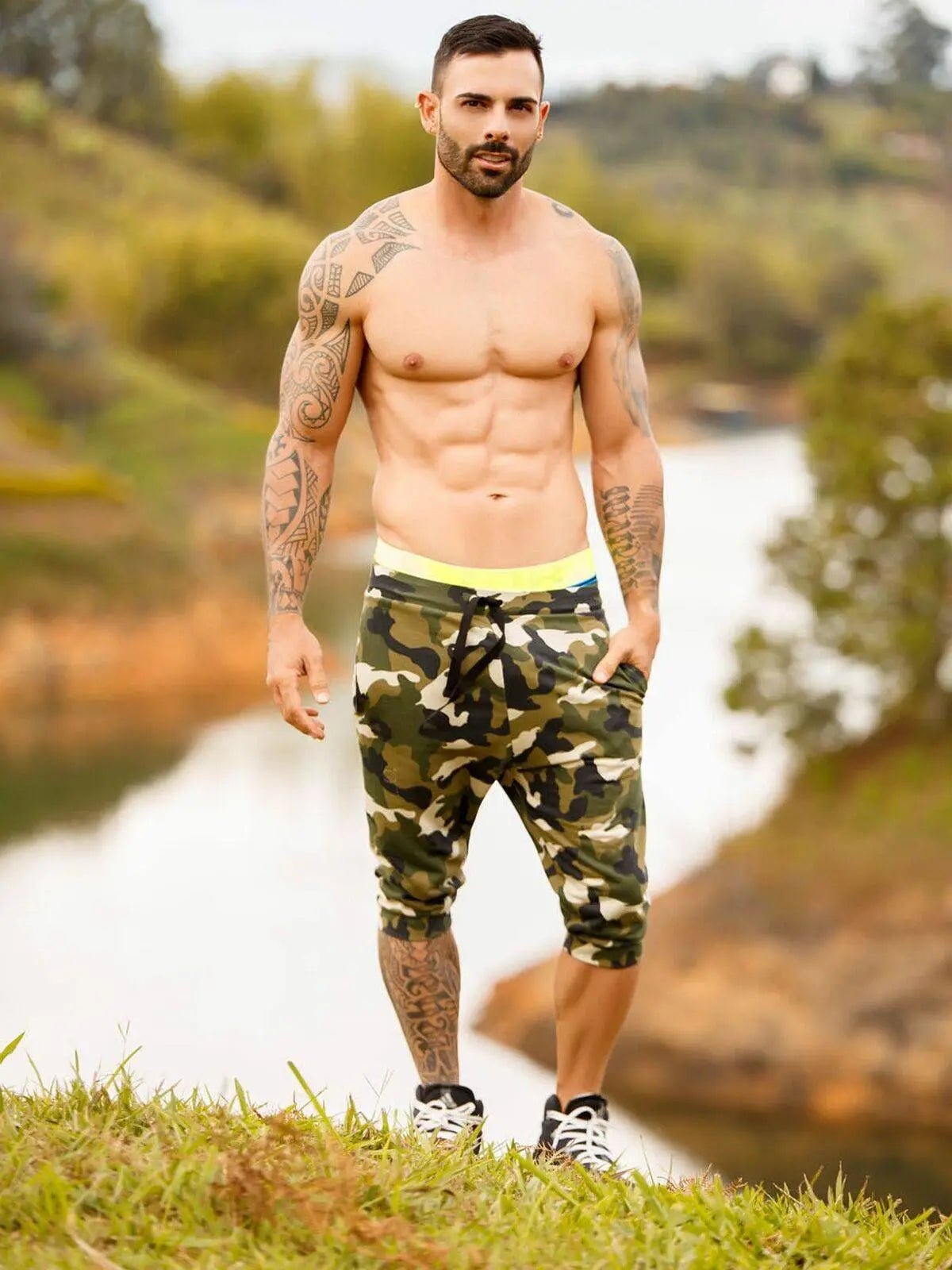 JOR 1058 Herren Sporthose 6/8 Trainingshose Jogginghose Fitness Gym Shorts - noodosz