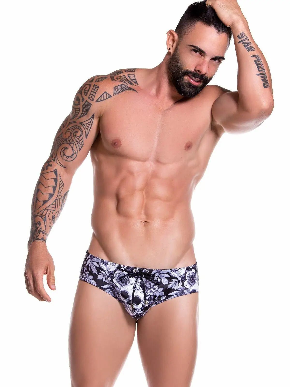 JOR Herren 0769 TEQUILA bedruckt Badehose mit Totenkopf Skull Badeslip Swimwear WOW! - noodosz