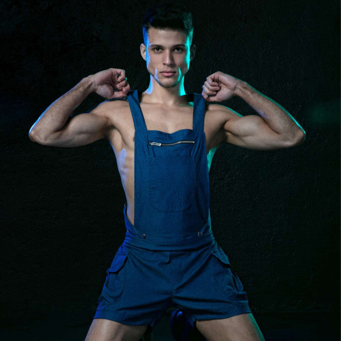 Light Denim Overall Shorts