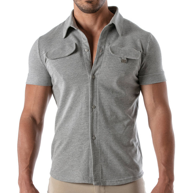 Piqué Cotton Shirt - Heather Grey