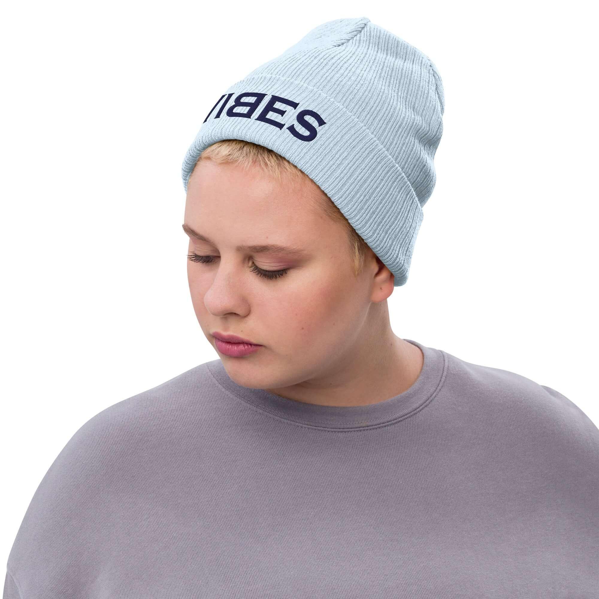 TOV Beanie - Strickmütze | VIBES (Helllau/Blau) * Unisex
