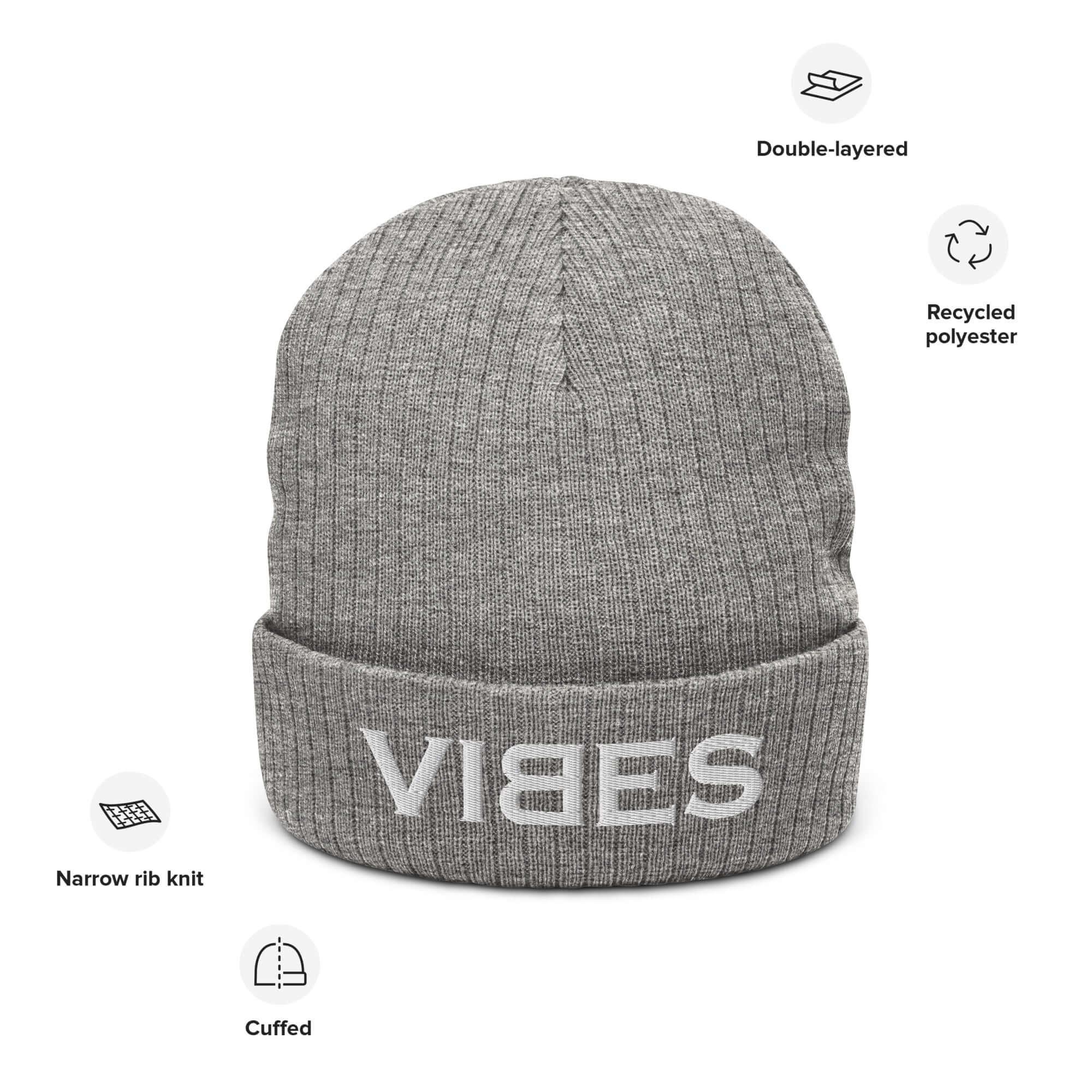 TOV Beanie - Strickmütze | VIBES (Grau/Silber) * Unisex